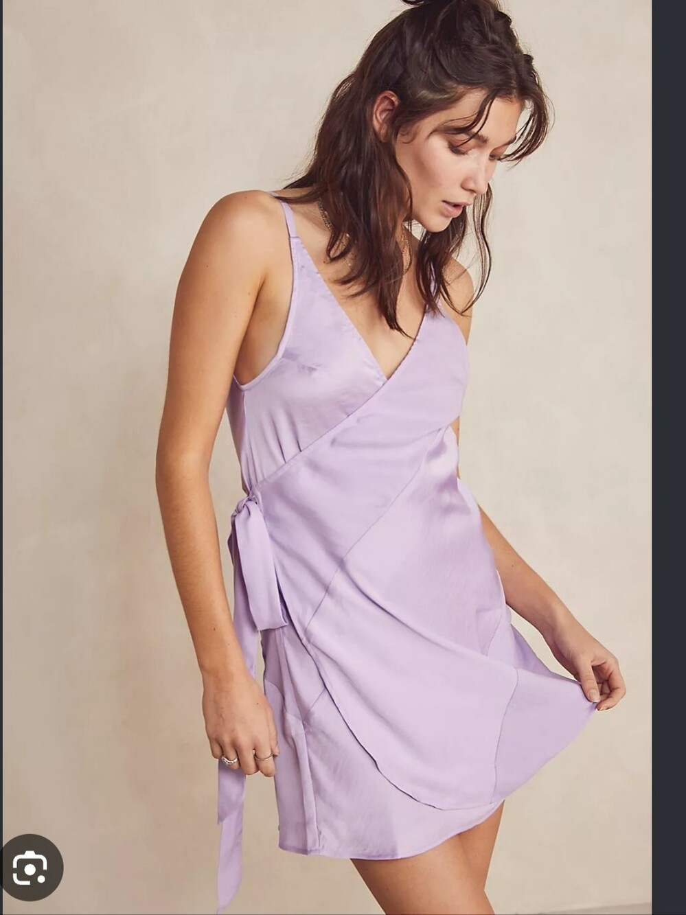 Intimately Free People Like Me Or Love Me Lilac Satin Wrap Slip Dress - S